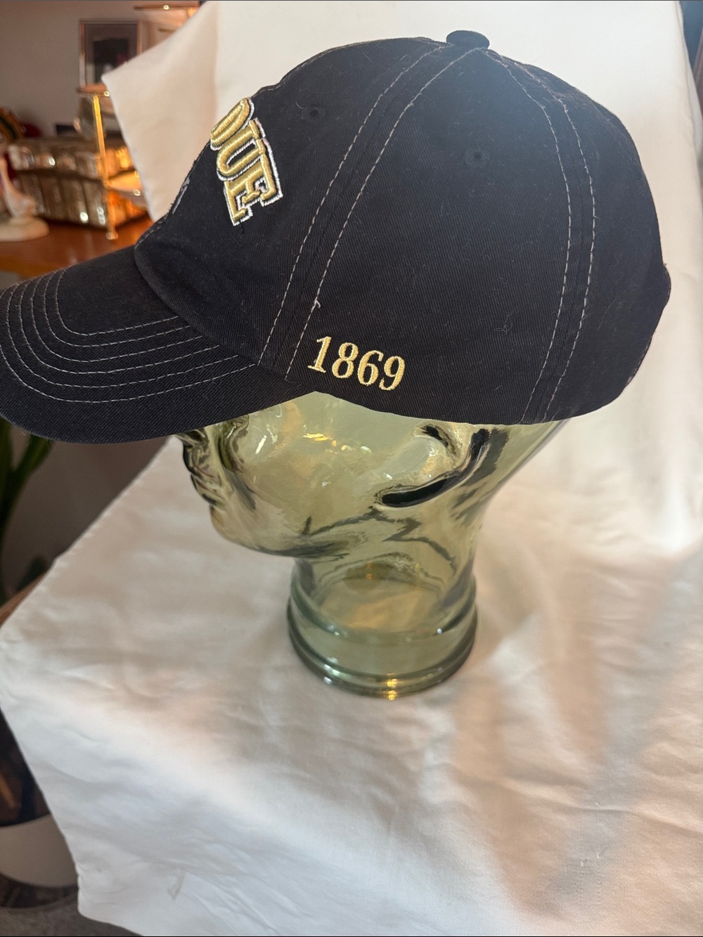 Purdue Black Embroidered Baseball Cap with Gold Lettering - Picture 2 of 5